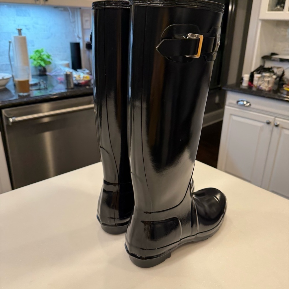 Hinter Original Tall Women’s Gloss Black Boots rainboots Size 9 NIB - Picture 7 of 10